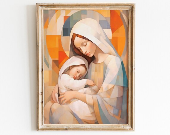 Virgin Mary And Jesus Catholic Art Print