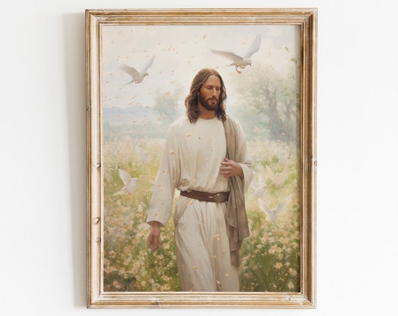 Jesus Wall Art Farmhouse Wall Decor Jesus Painting Jesus Art Christian Wall Art Jesus Print Bible Verse Wall Art Wall Art