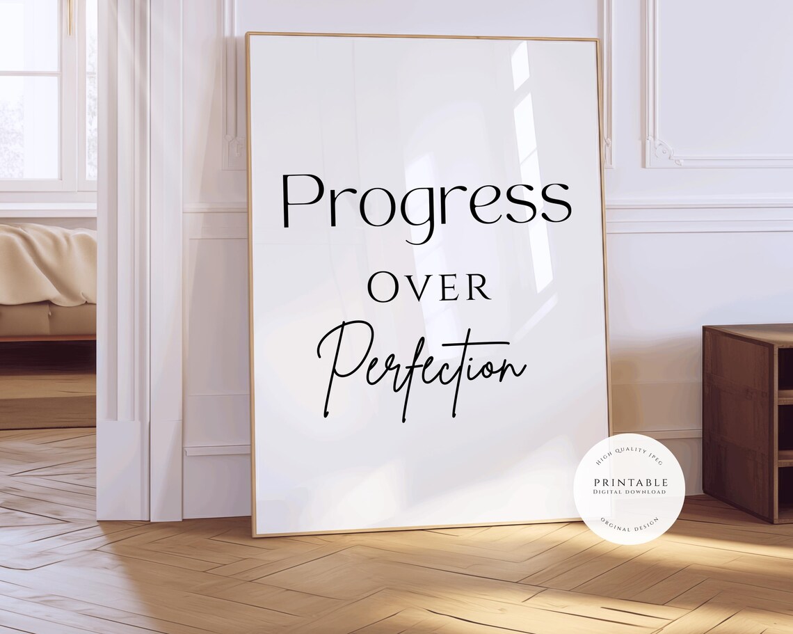 Progress Over Perfection Mixed Serif Script Typography Quote Poster - Image 3