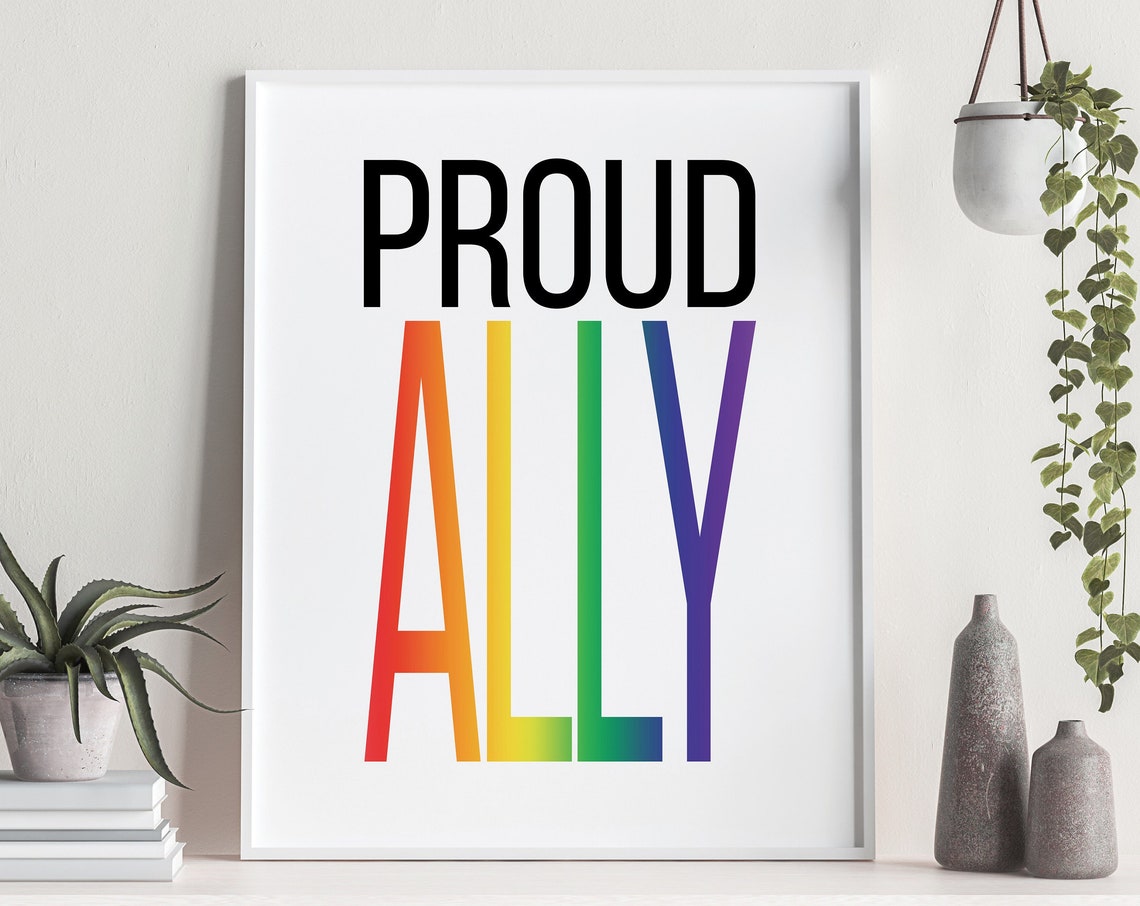 Proud Ally Rainbow Gradient Letters LGBTQ Support Statement Poster - Image 2