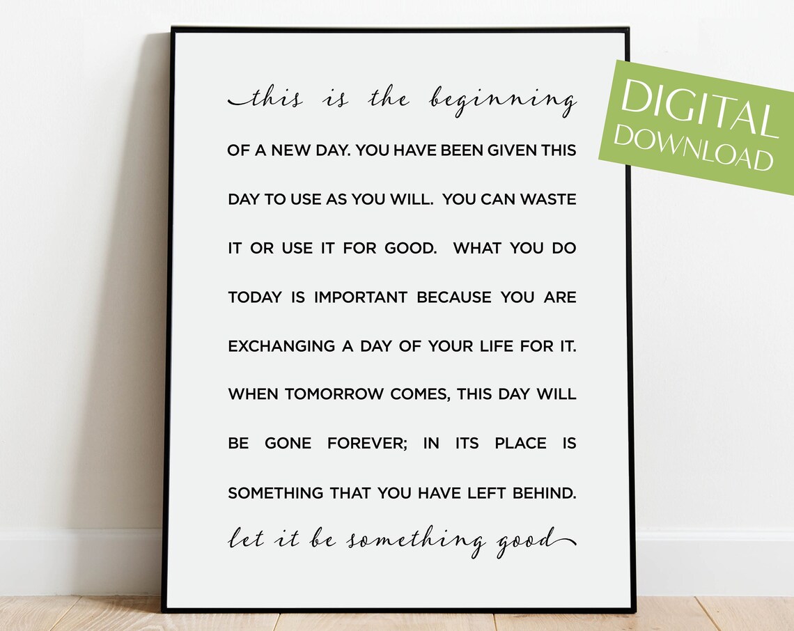 This Is the Beginning of a New Day Motivational Poster Home Decor