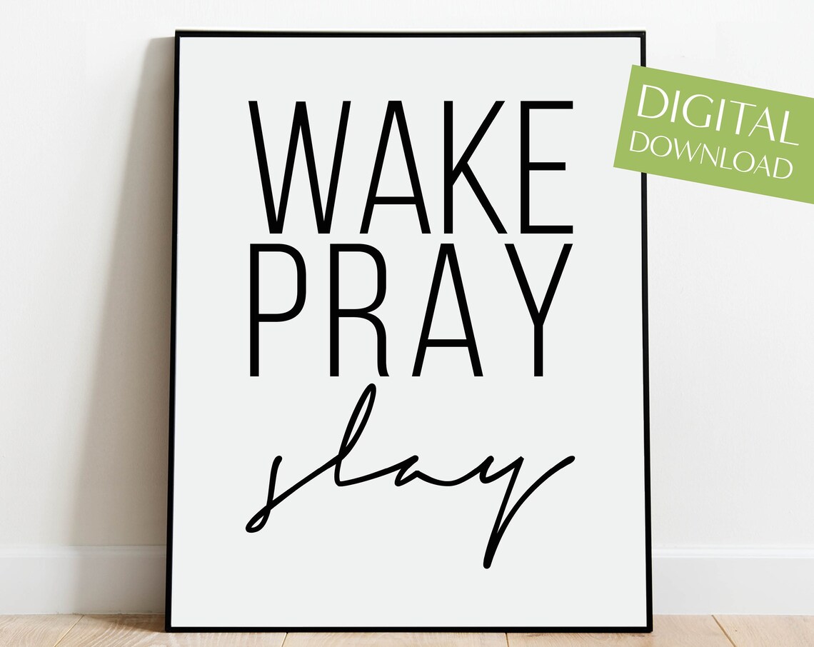 Wake Pray Slay Motivational Poster Christian Faith Home Decor - Image 4