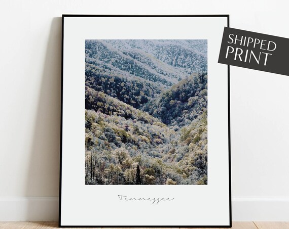 Tennessee Landscape Print Nature Wall Art Tennessee Gifts Smoky Mountains Rustic Decor Vintage Style Poster Minimalist