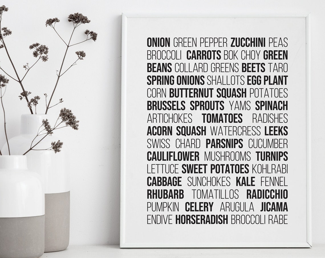 Veggie Kitchen Botanical Framed Art Print Wood Frame Finish Preview - Image 5