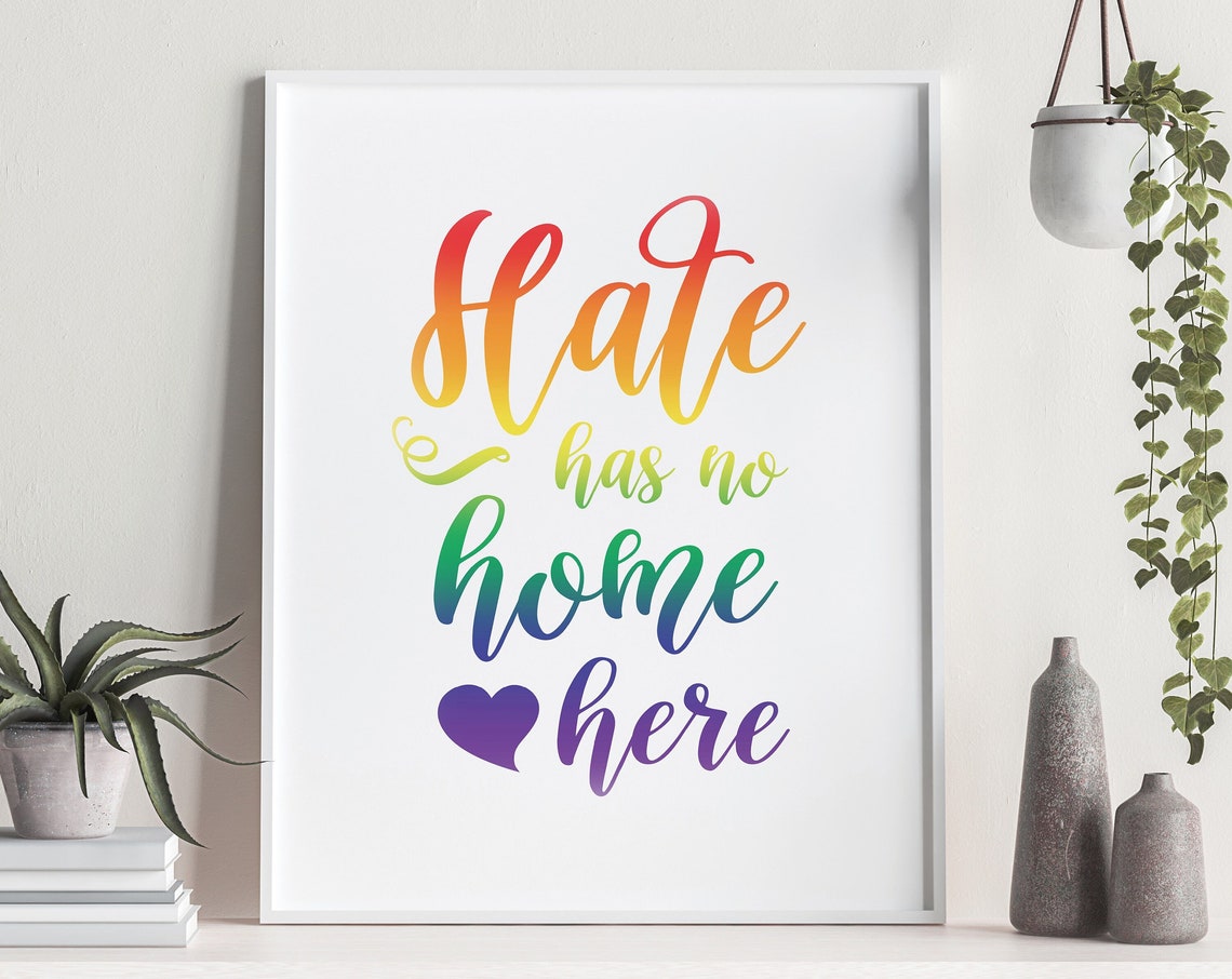 Hate Has No Home Here Rainbow Script Kindness Message Poster - Image 3