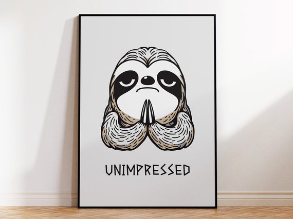 Unimpressed Sloth Minimalist Animal Poster, Quirky