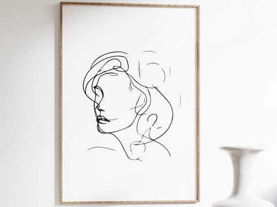 Woman Face Profile Line Art Poster Abstract Minimalist Portrait