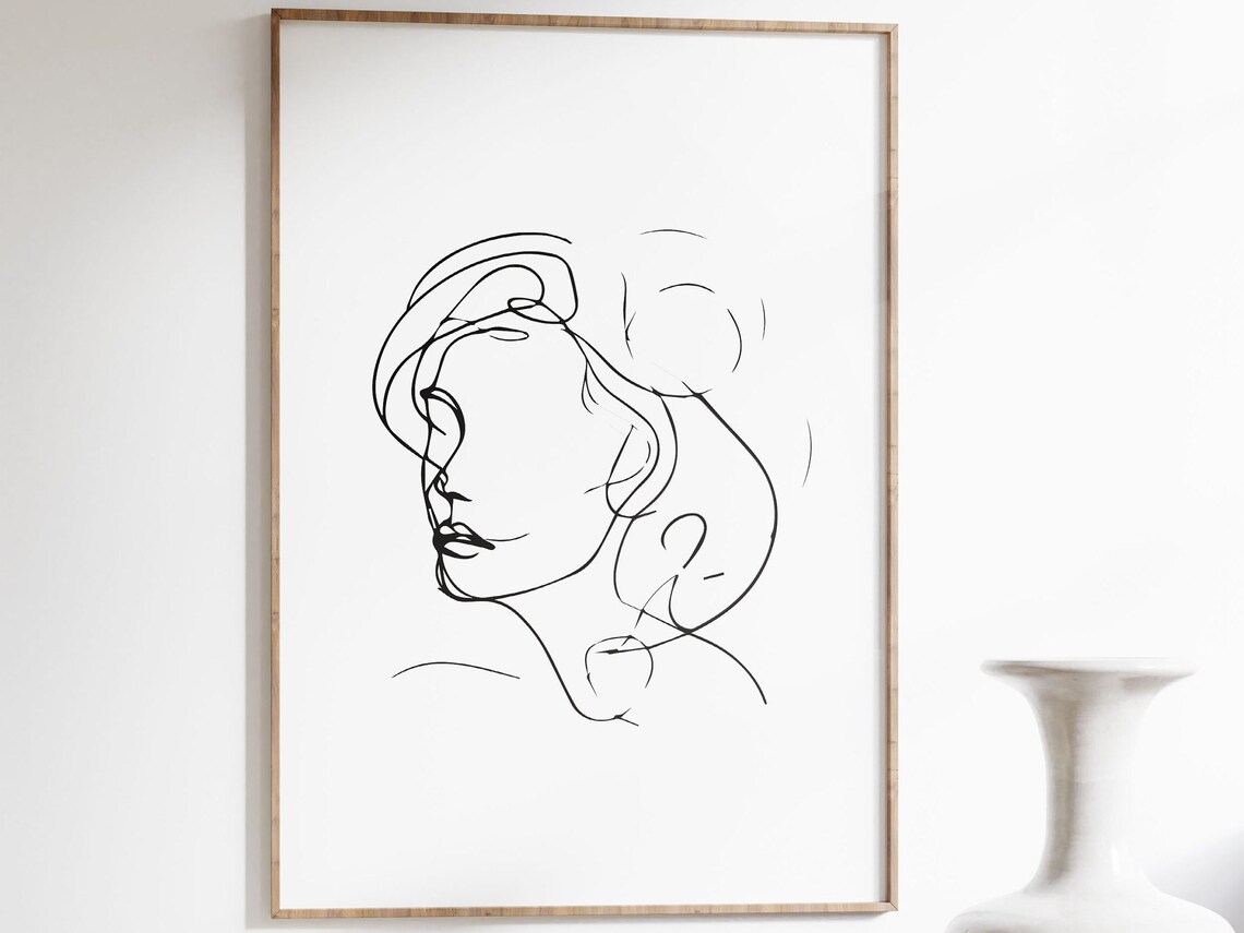 Woman Face Profile Line Art Poster Abstract Minimalist Portrait