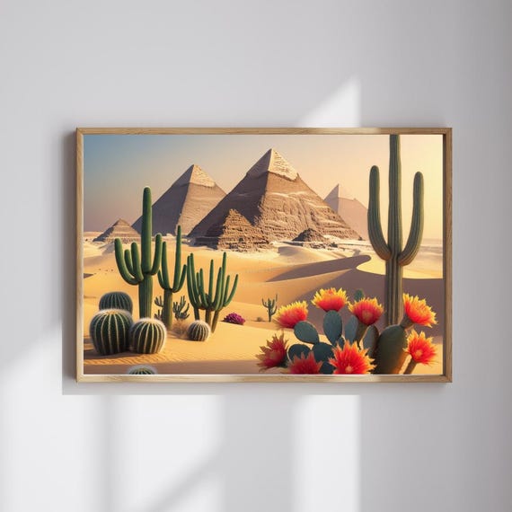 Pyramids Of Giza Jigsaw Puzzle Desert Landscape With Cacti 1101014 Piece