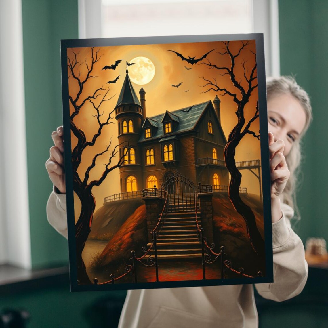 Spooky Haunted House Halloween Family Game Art Print