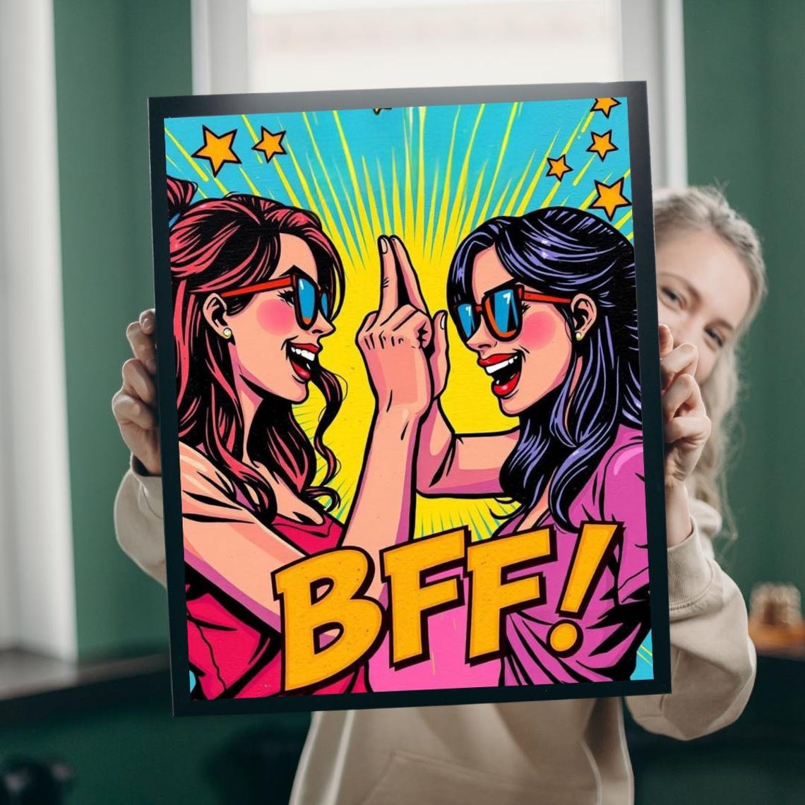 BFF Best Friends Forever Pop Art Comic Sunglasses Fun Poster