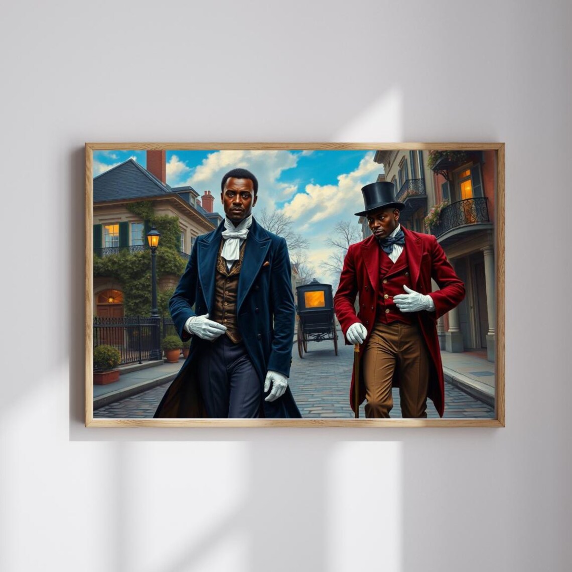Victorian Gentlemen Strolling The Old Street Afrocentric Art Poster