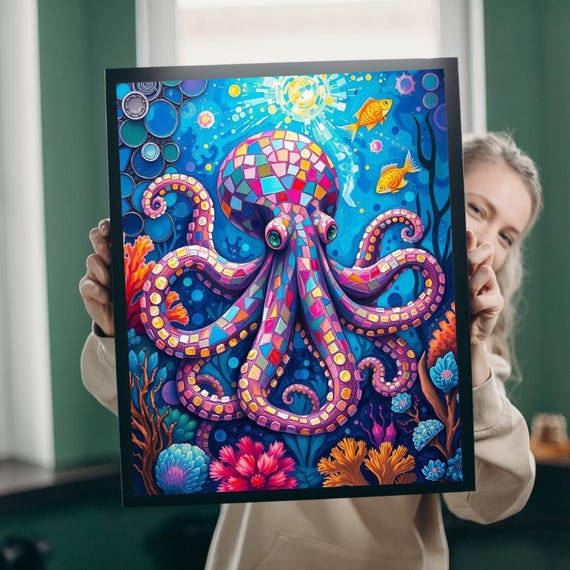 Mosaic Octopus Puzzle Vibrant Ocean Jigsaw Game For Adults Teens
