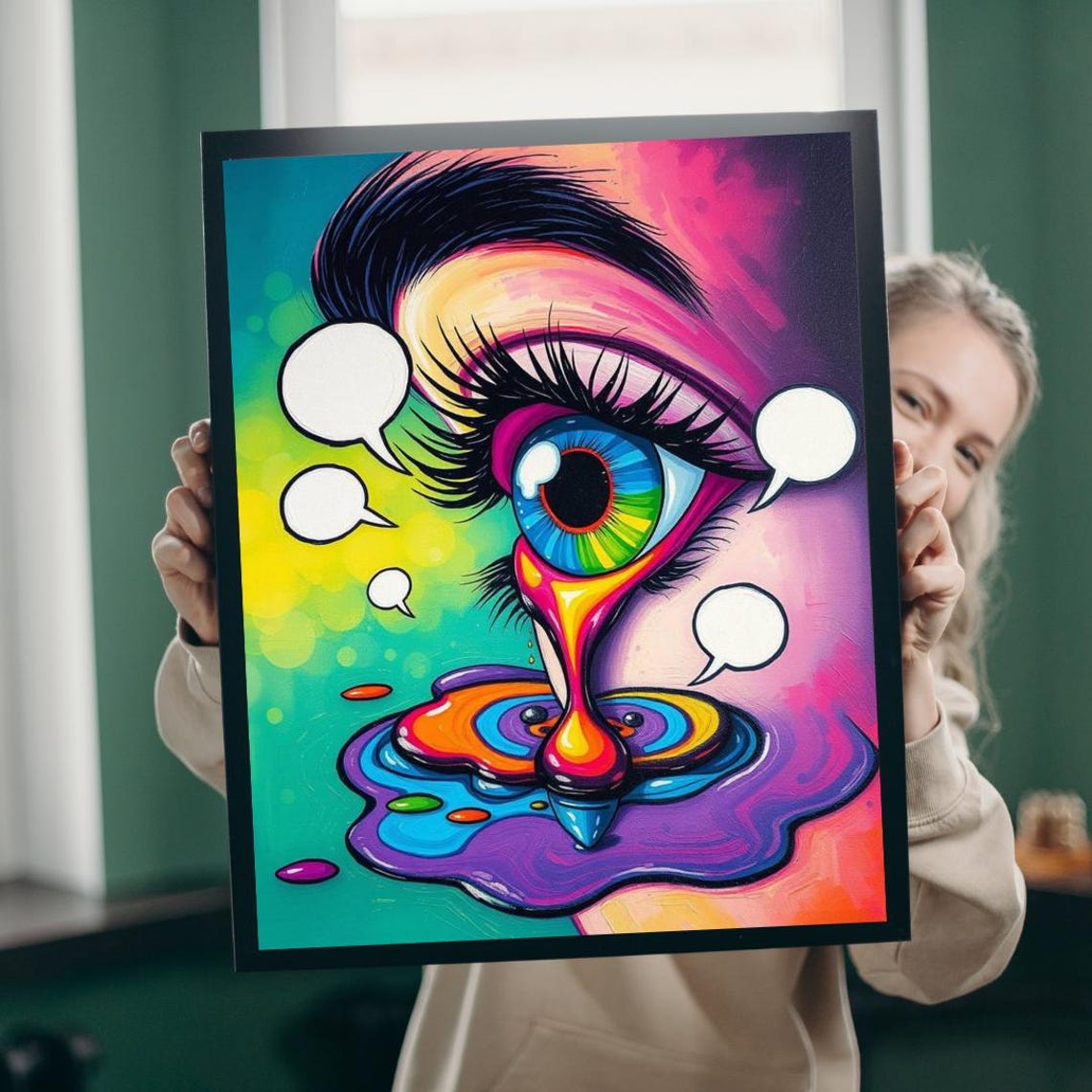 Vibrant Pop Art Eye Rainbow Colors Comic Style Statement Poster