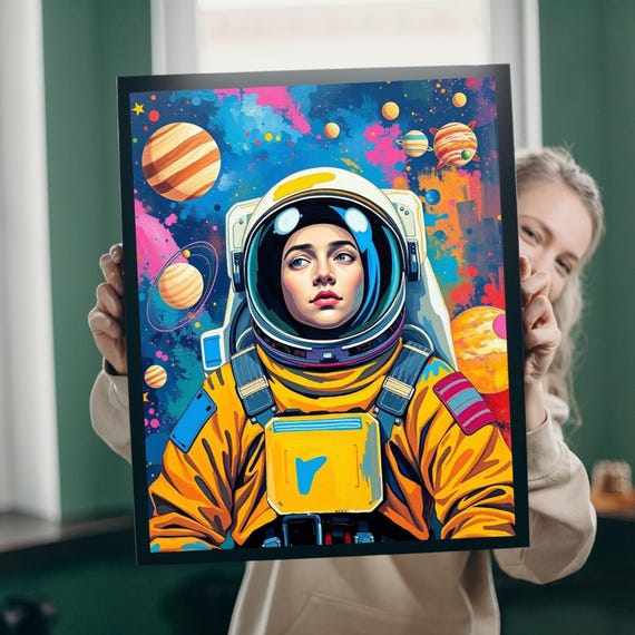 Pop Art Astronaut Jigsaw Puzzle Colorful Space Theme