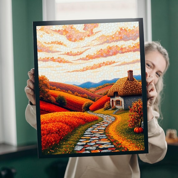 Autumn Landscape Mosaic Jigsaw Puzzle Cozy Fall Decor 1014piece