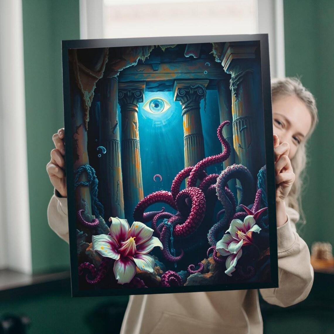 Mystical Octopus Nautical Ocean Art Print
