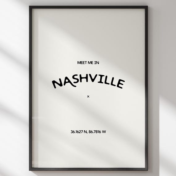 Meet Me In Nashville Western Folk Style Wall Art Cowgirl Or Cowboy Illustration Artwork Country Decor Gift