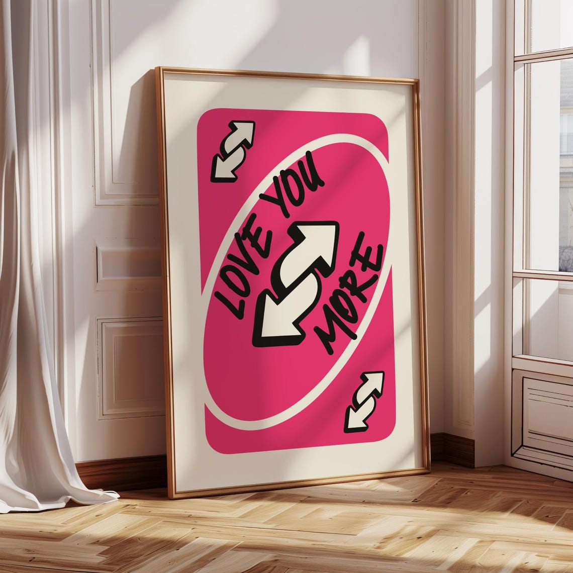Magenta Love You More Reverse Playing Card Romantic Game Night Poster - Image 3