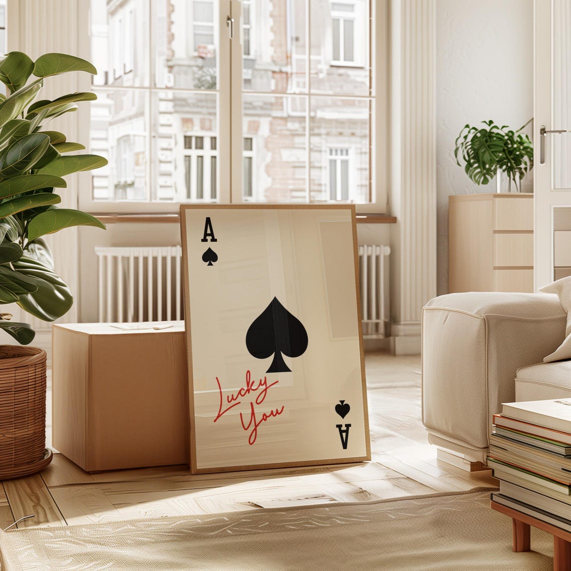 Ace Of Spades Lucky You Print Poster Retro Trendy Wall Art Aesthetic Print Vintage Playing Card Poster Print Black Ace Of Spades - Image 2