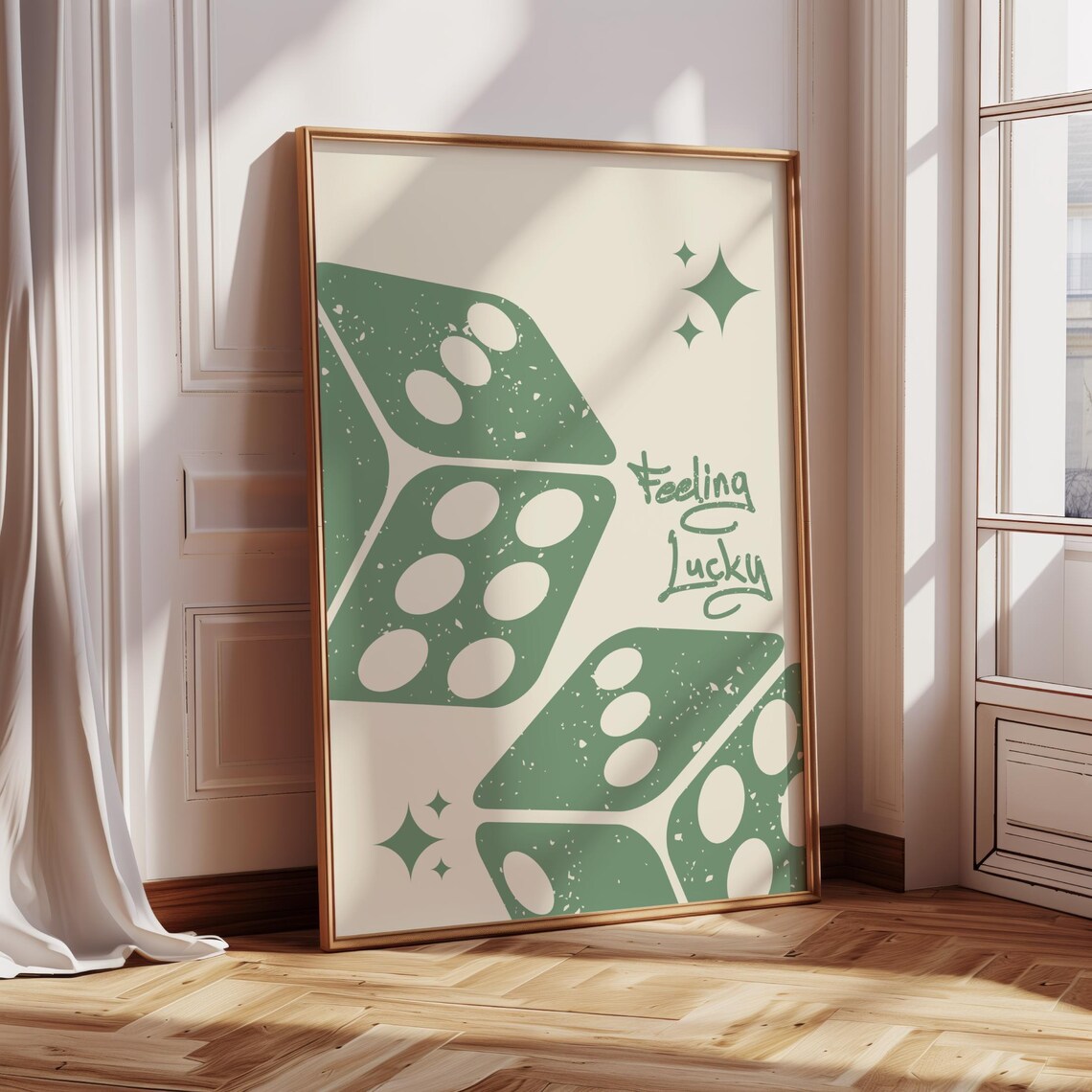 Dice Feeling Lucky Retro Trendy Bar Art Print - Image 3