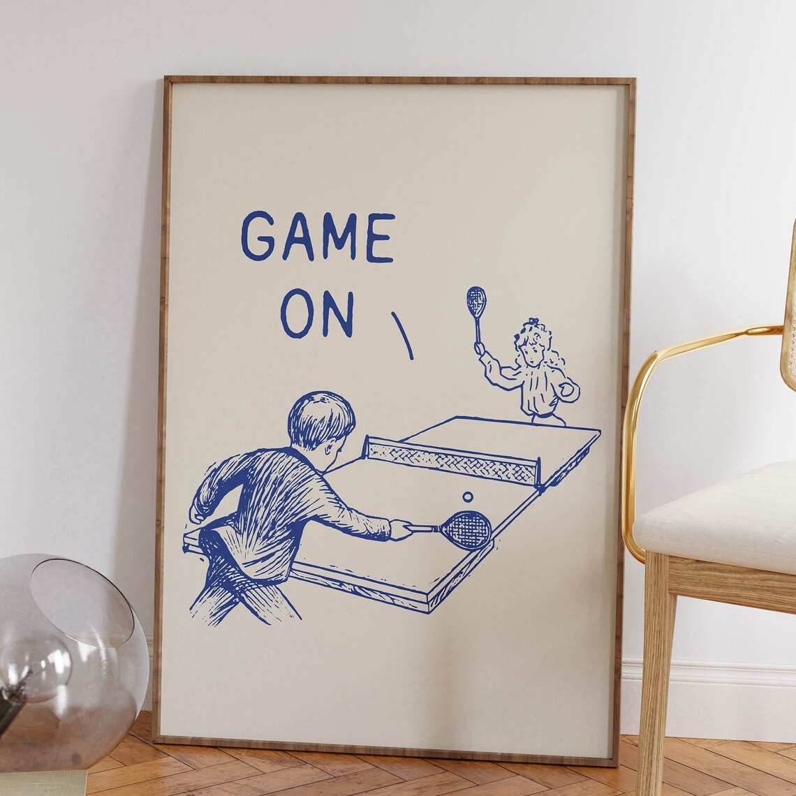 Game On Print Vintage Table Tennis Poster Trendy Wall Art Print Tennis Art Print Sporty Decor Retro Print Games Room Art Wall Art