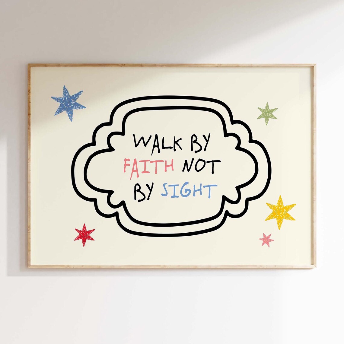 Walk By Faith Not By Sight Bible Verse Colorful Quote Wall Poster