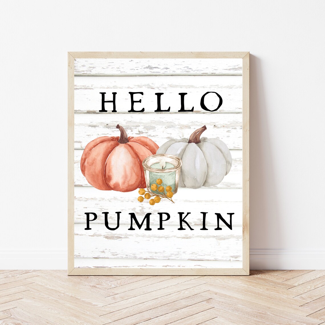 Hello Pumpkin Farmhouse Fall Decor Art Print