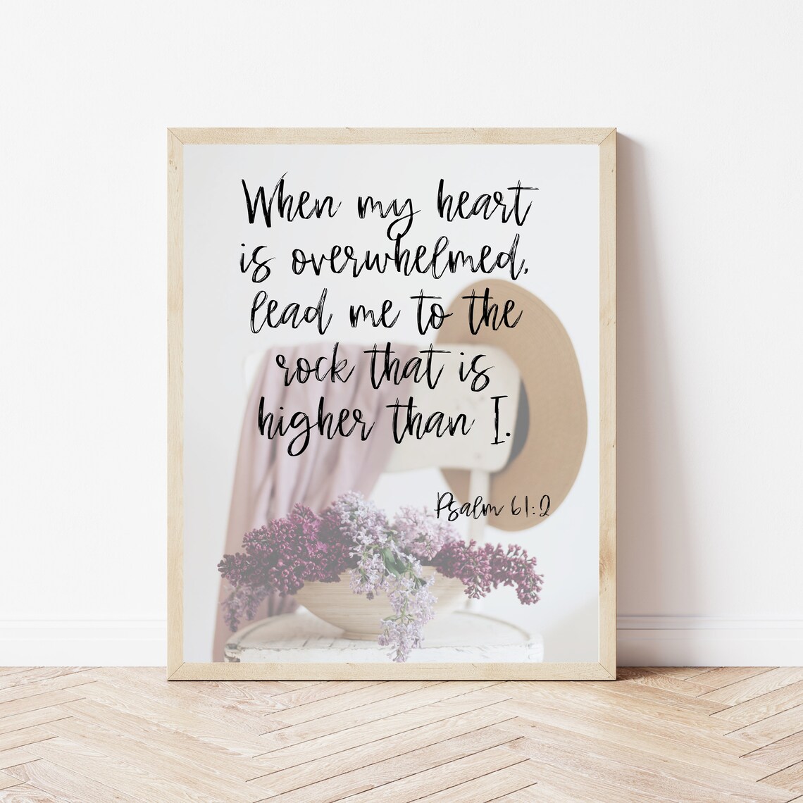 Psalm 612 When My Heart Is Overwhelmed Bible Verse Print Wall Art Scripture Sign For Work Christian Printables Quote Decor