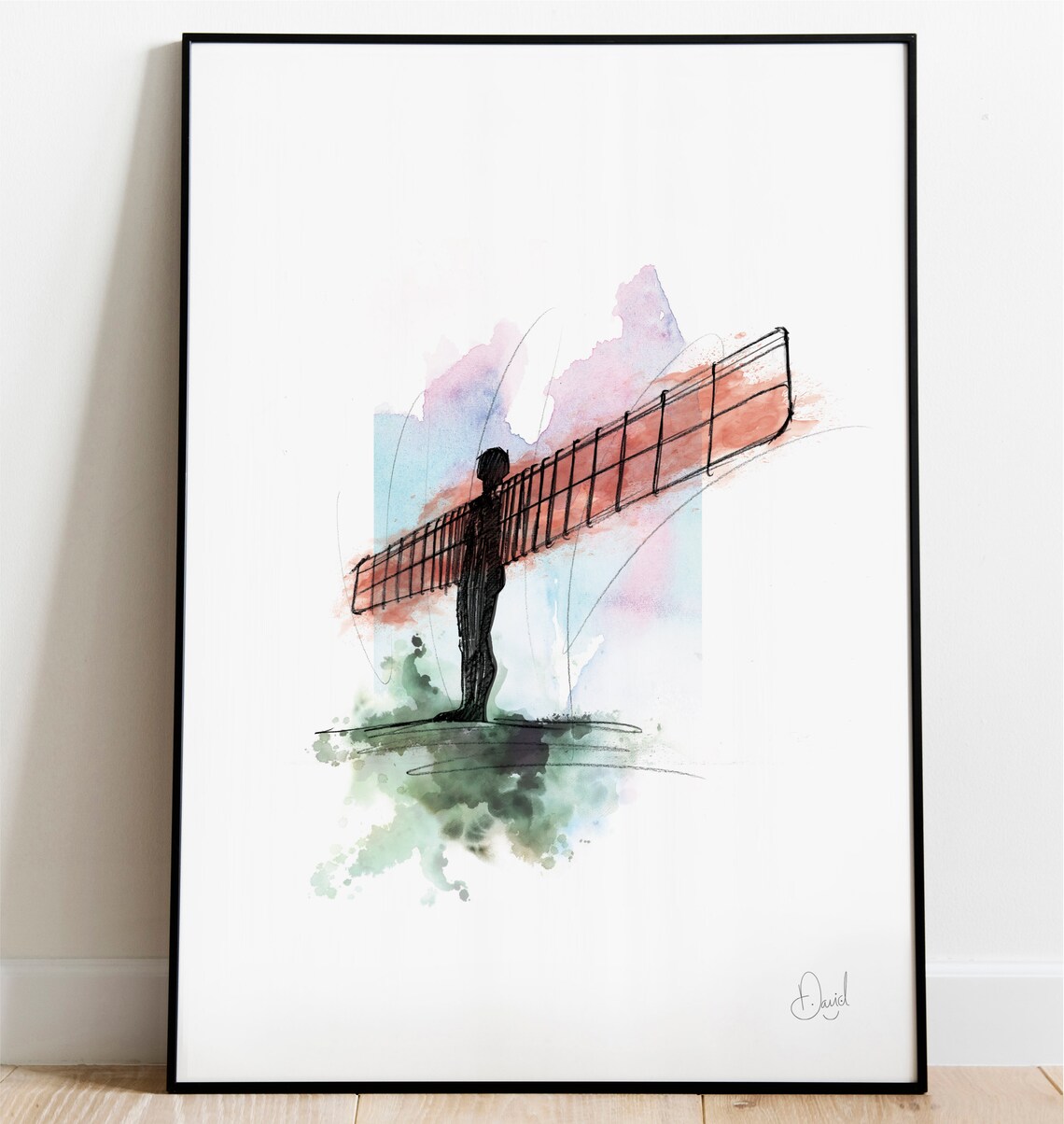 Angel Of The North Newcastle Art Print, Tyne Illustration