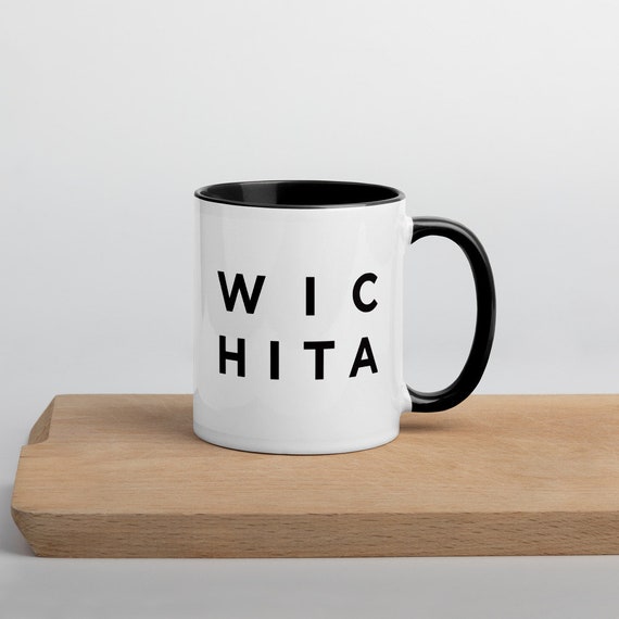 Minimalist Wichita Mug Black And White Ceramic Coffee Cup Wichita Gifts Kansas Gifts
