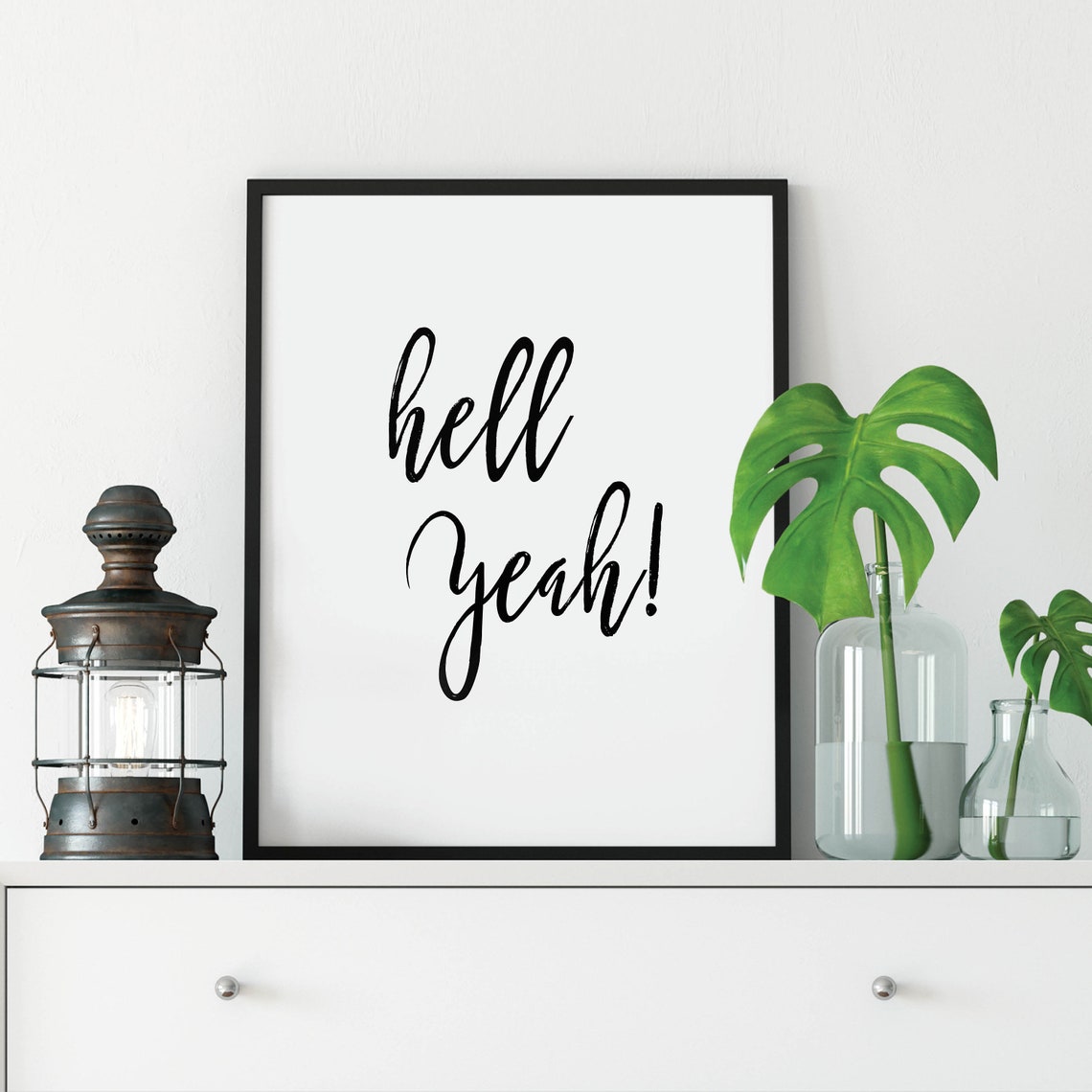 Hell Yeah Script Typography Fun Positive Energy Minimalist Poster