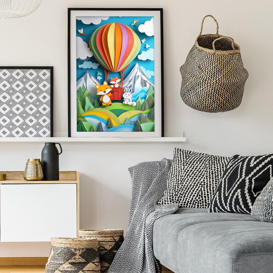 Hot Air Balloon Animal Friends, Nursery Art Print - Image 2