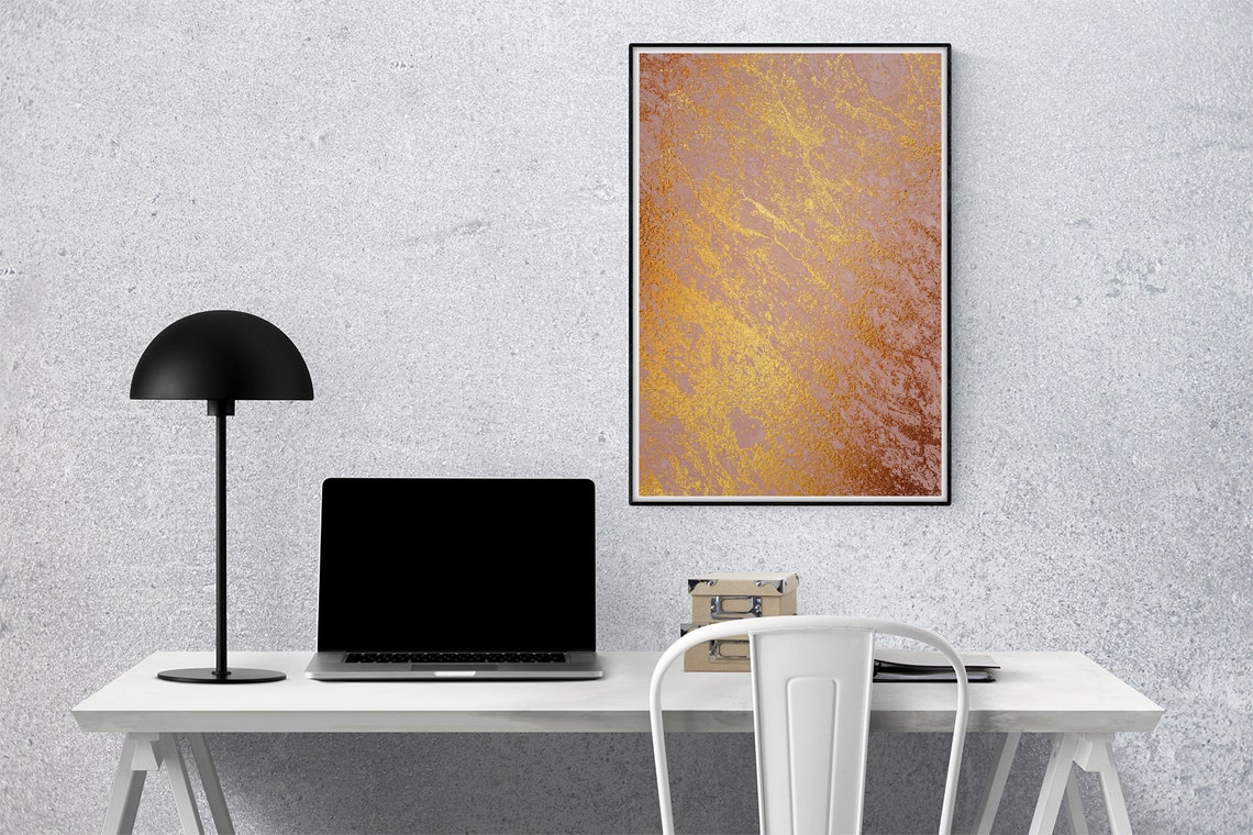Rose Pink Gold Foil Marble Diagonal Textured Glam Abstract Poster - Image 3