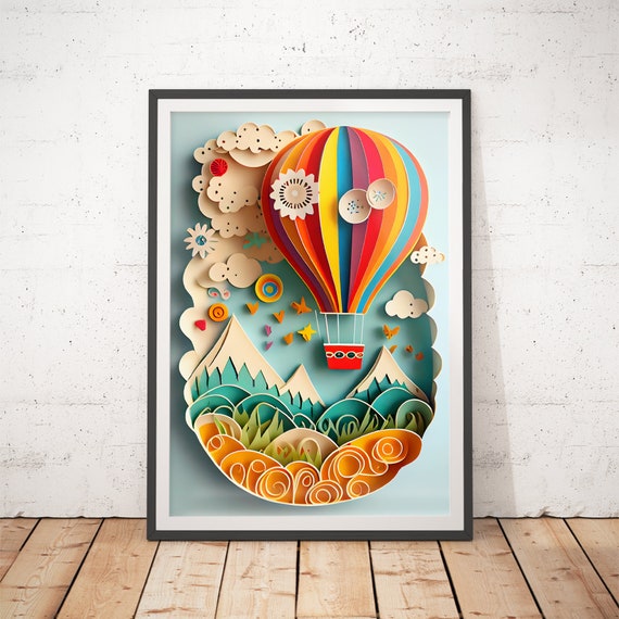 Hot Air Balloon Nursery Decor Paper Cut Art