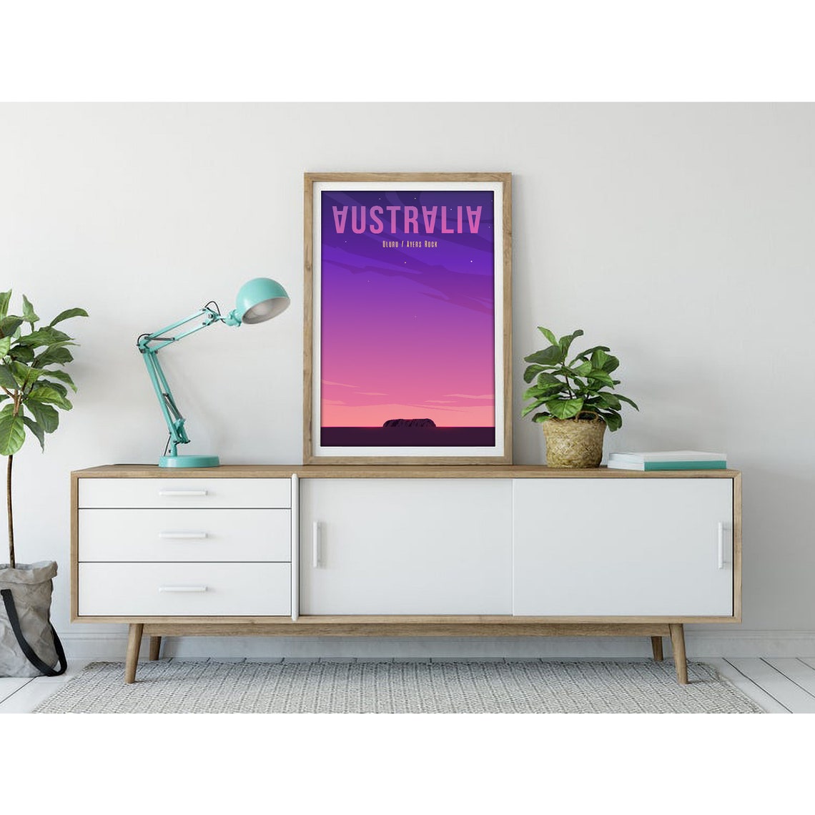 Australia Uluru Ayers Rock Purple Desert Sunset Travel Poster - Image 3