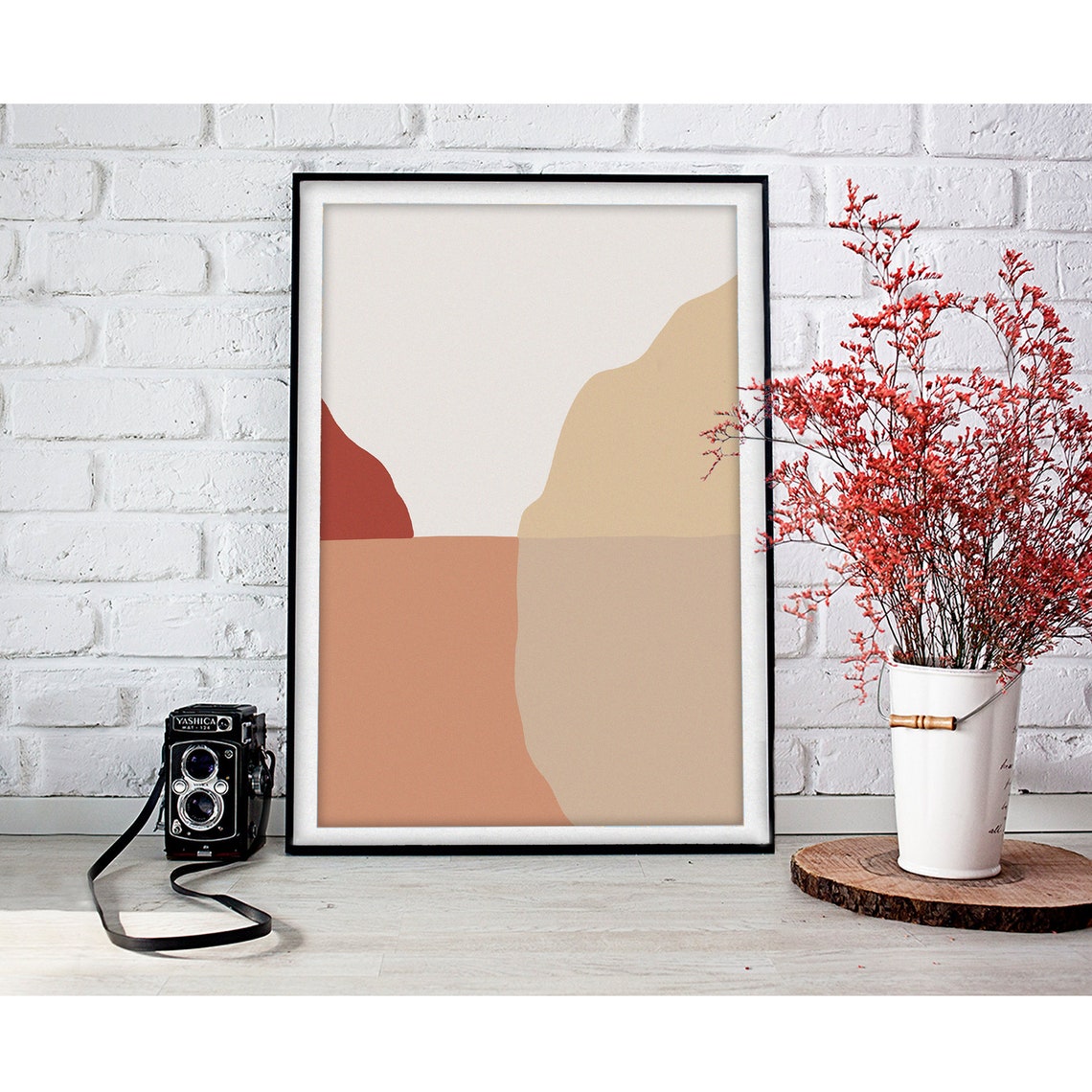 Terracotta And Beige Minimalist Cliff Abstract Shapes Wall Poster - Image 2