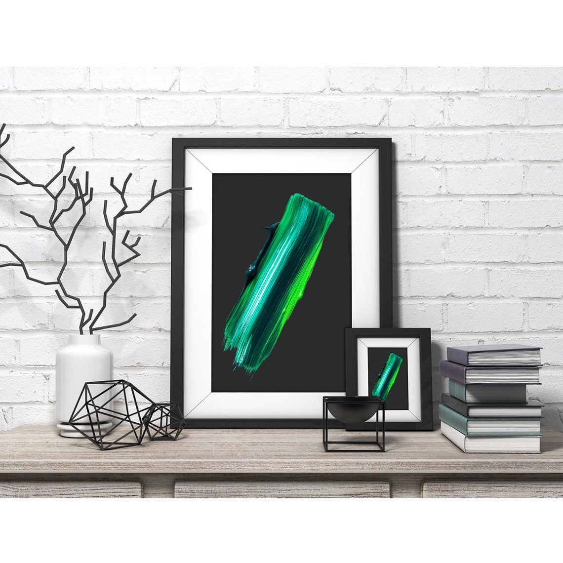 Green Brush Stroke Bold Vivid Abstract Minimalist Modern Poster - Image 4