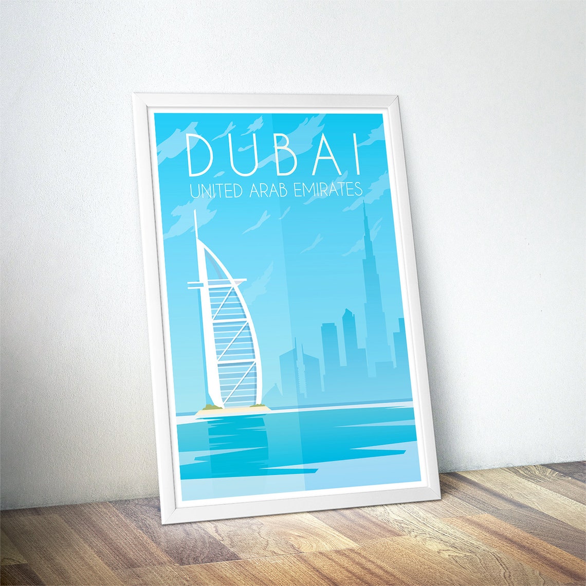 Dubai United Arab Emirates Minimalist Skyline Travel Wall Art - Image 4