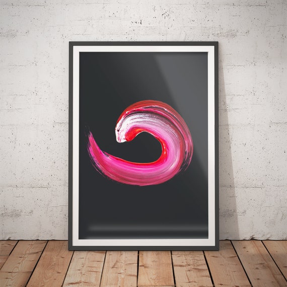 Brush Stroke Art Prints No5 Pink Boho Chic Wall Decor Prints Vibrant Art Living Room Prints Interior Design Anthracite