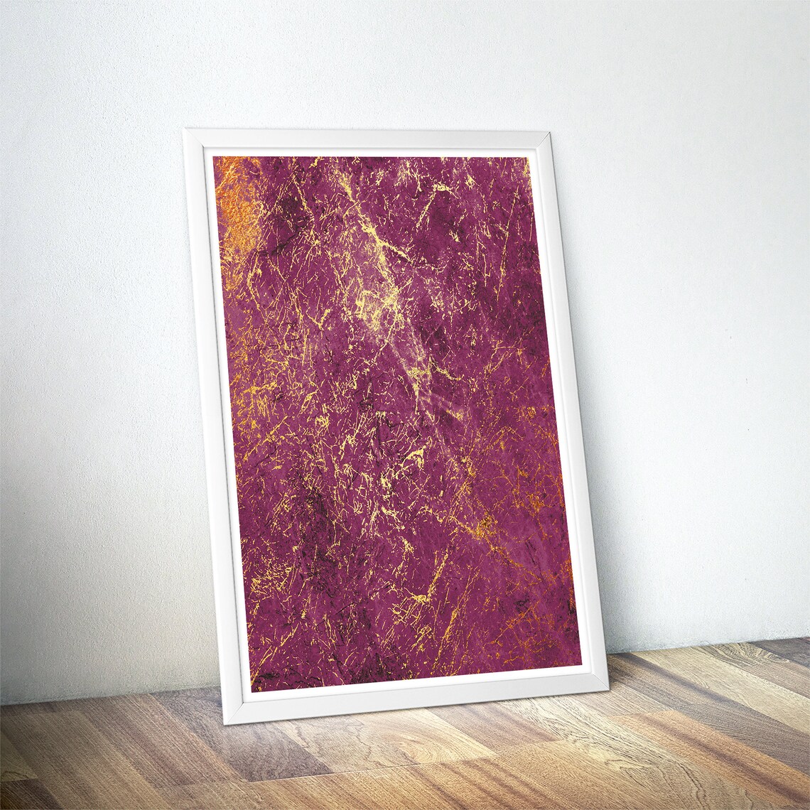 Magenta Pink Marble Gold Vein Textured Modern Glam Art Poster - Image 4