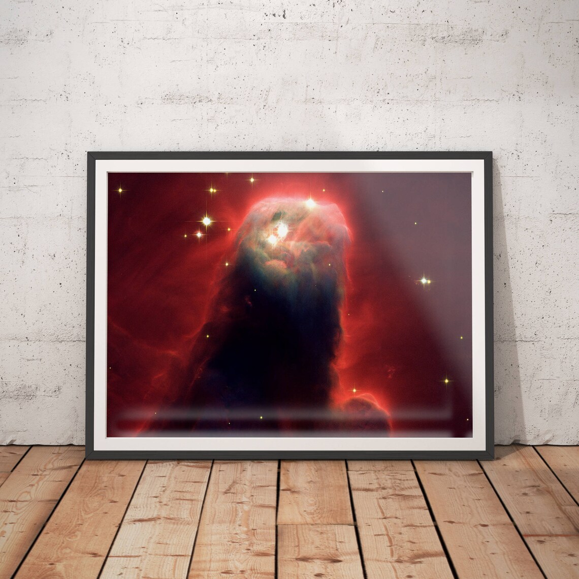 Hubble Telescope Red Nebula Space Poster Glowing Stars Astronomy Decor
