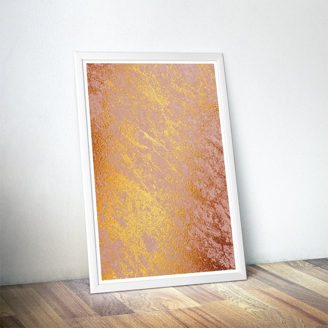 Rose Pink Gold Foil Marble Diagonal Textured Glam Abstract Poster - Image 4