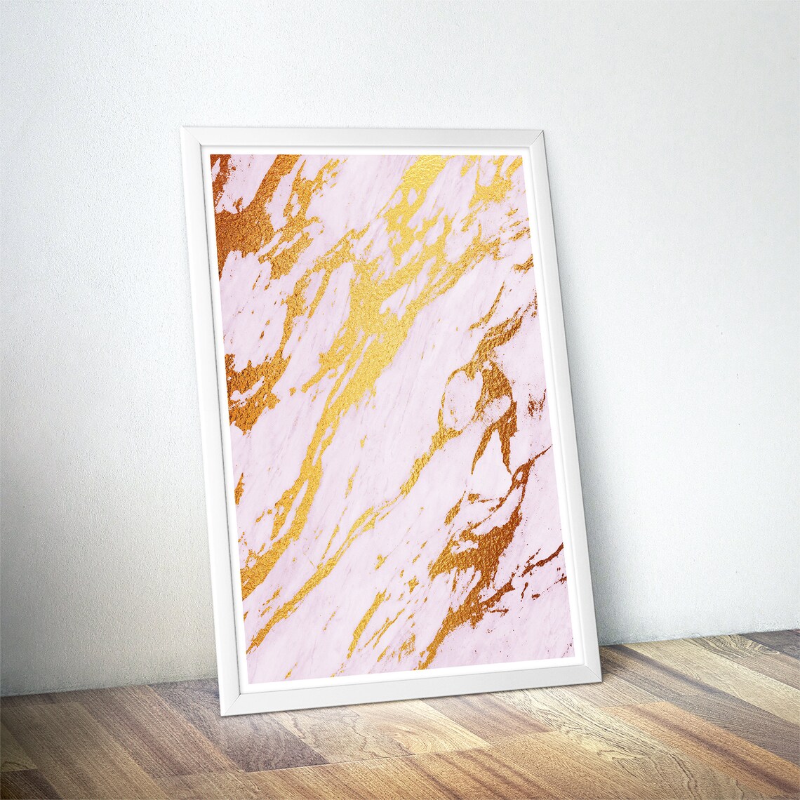 Blush White Marble Gold Diagonal Brushstroke Glam Art Poster - Image 4