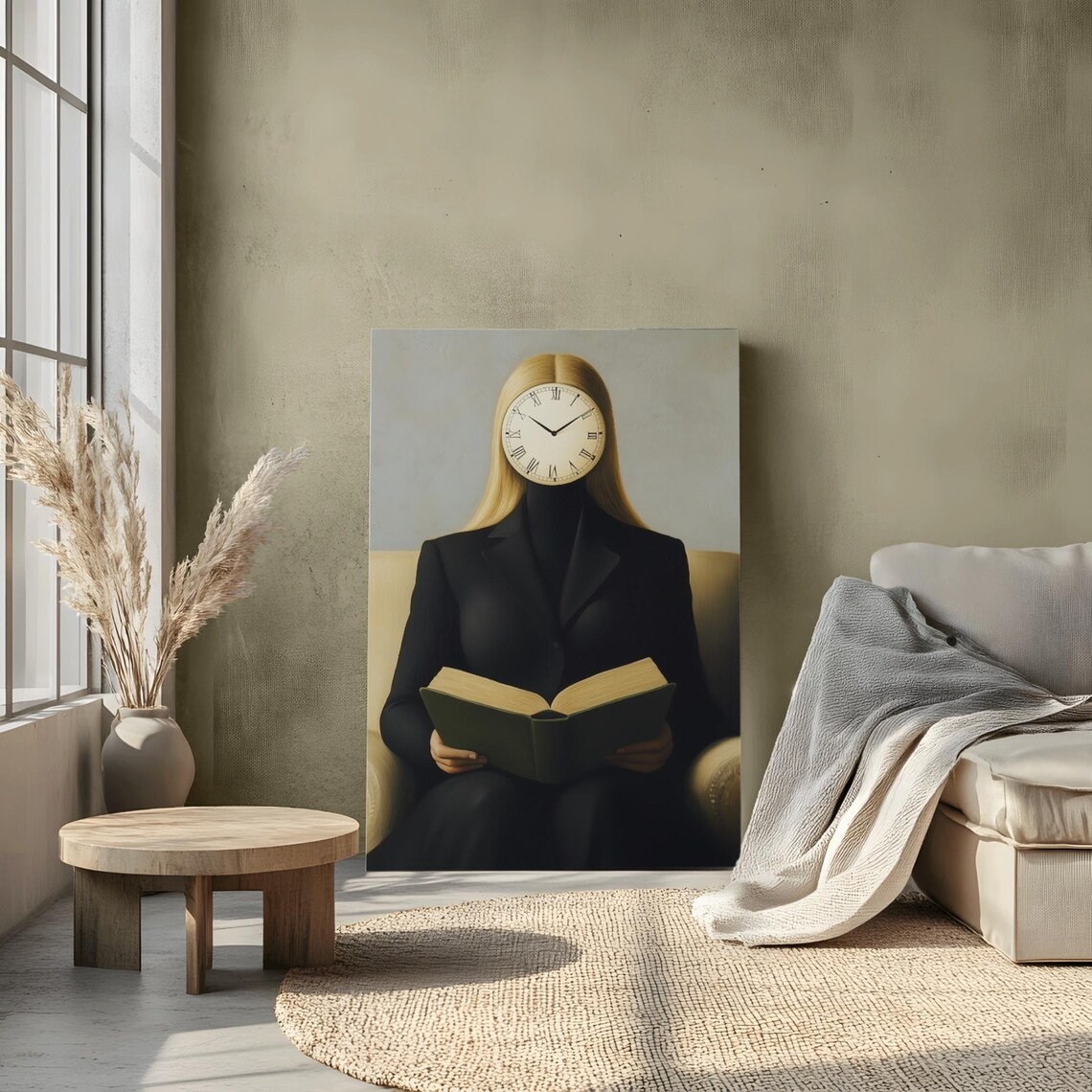 Women Reading Portrait, Magritte-Inspired Art Print - Image 3