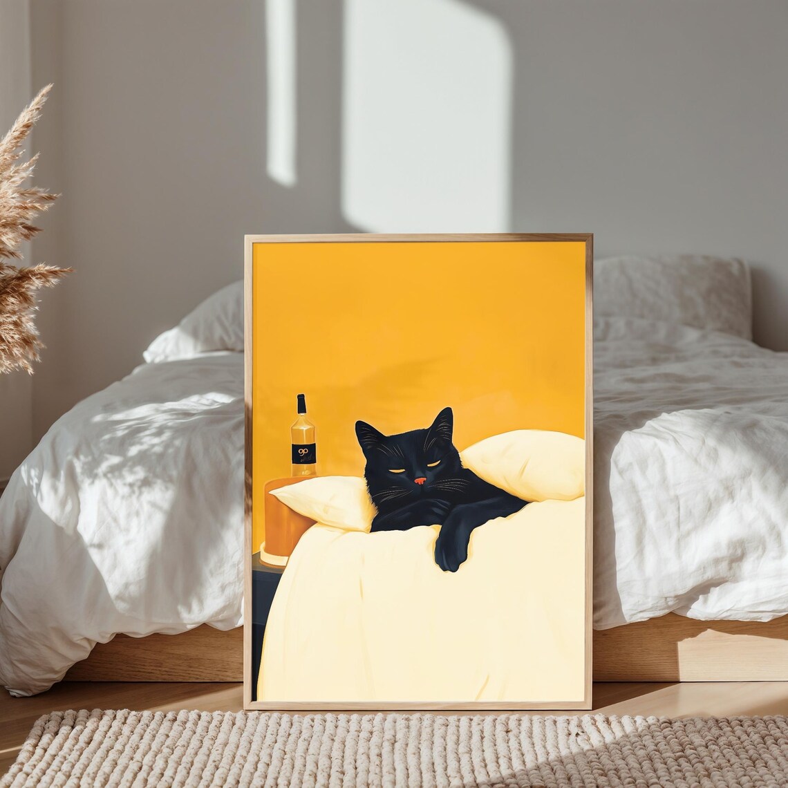 Black Cat Sleeping, Whimsical Cocktail Bar Decor - Image 4