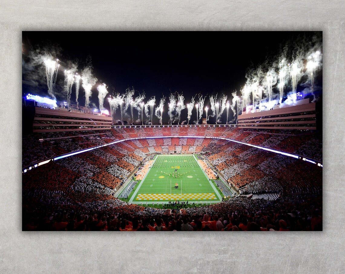 Tennessee Volunteers Neyland Stadium Night Game Fireworks Poster