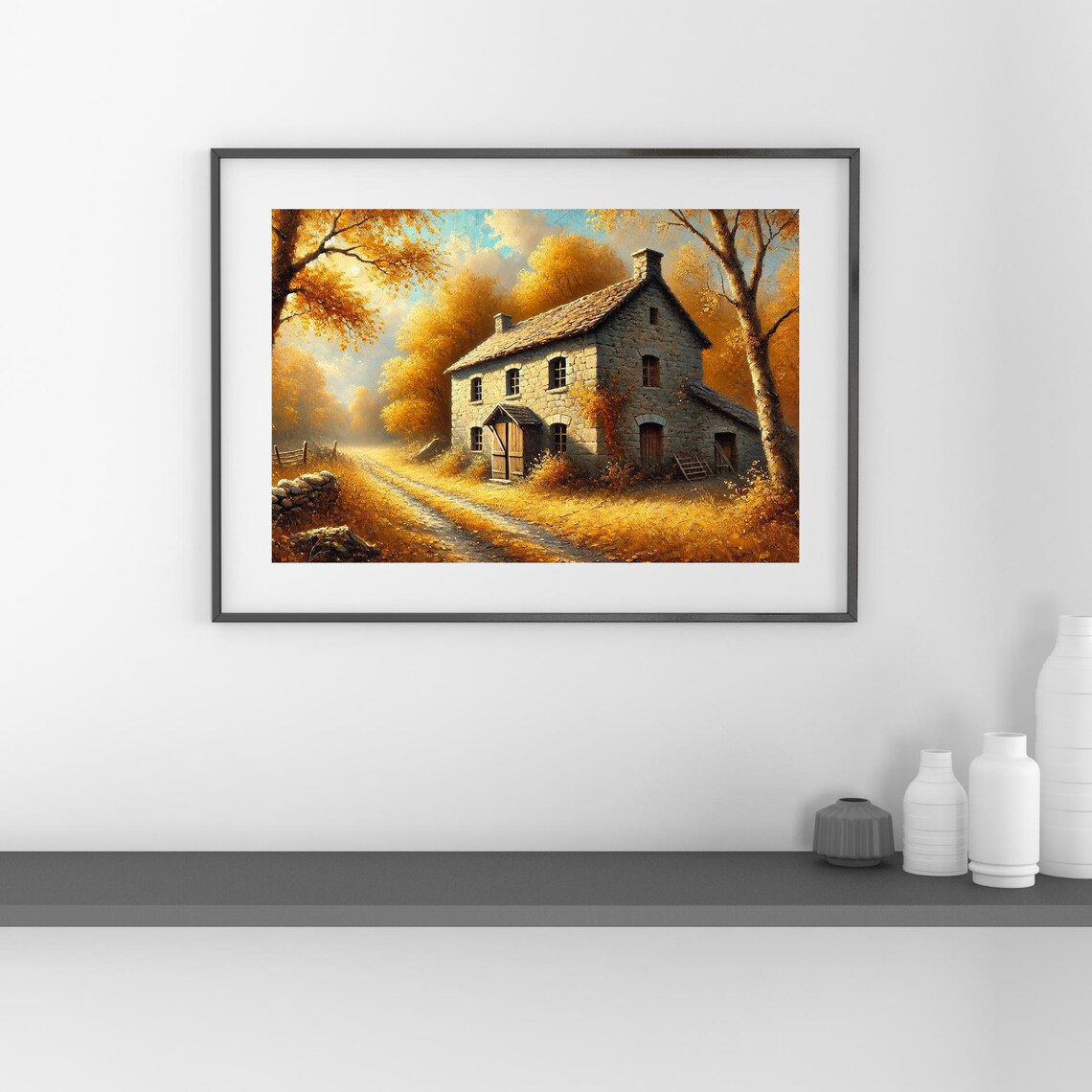 Old Stone House Impasto Artwork - Image 2
