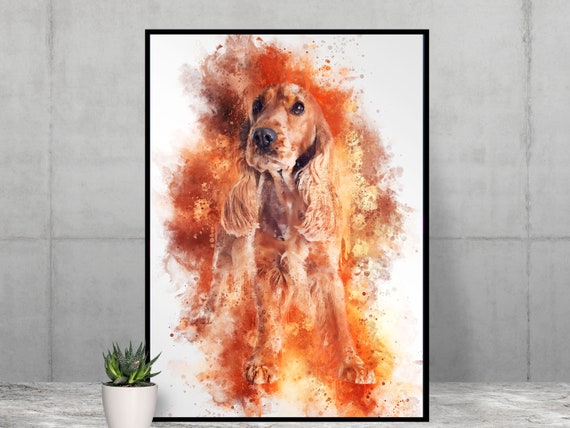 Cocker Spaniel Wall Art Dog Lover Poster Print Splatter Watercolour