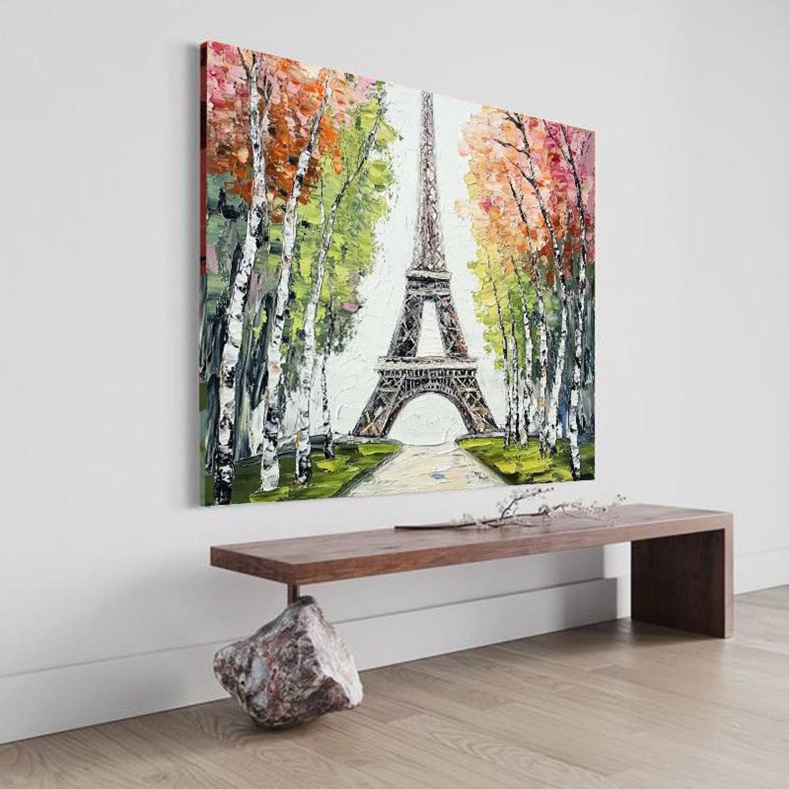Eiffel Tower With Autumn Trees Paris Colorful Travel Painting Poster - Image 2